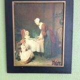Tableau ancien Chardin scène d'intérieur