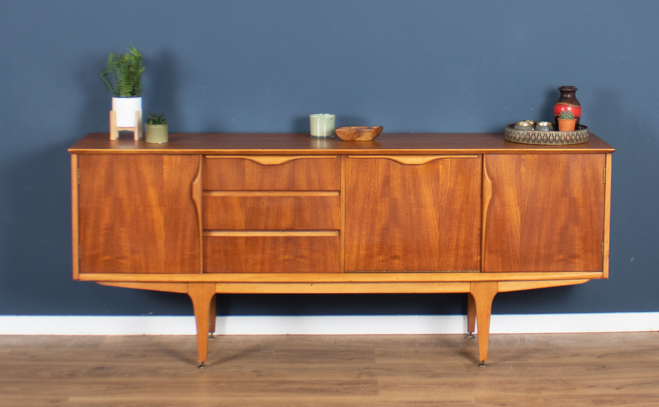 Retro teak 1960s jentique mid century sideboard with folded handles