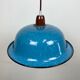 Industrial Factory Blue Enamel Ceiling Lamp, 1960s