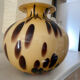 Vase verre d'art de style écaille de tortue jaune doré pate de verre 1970