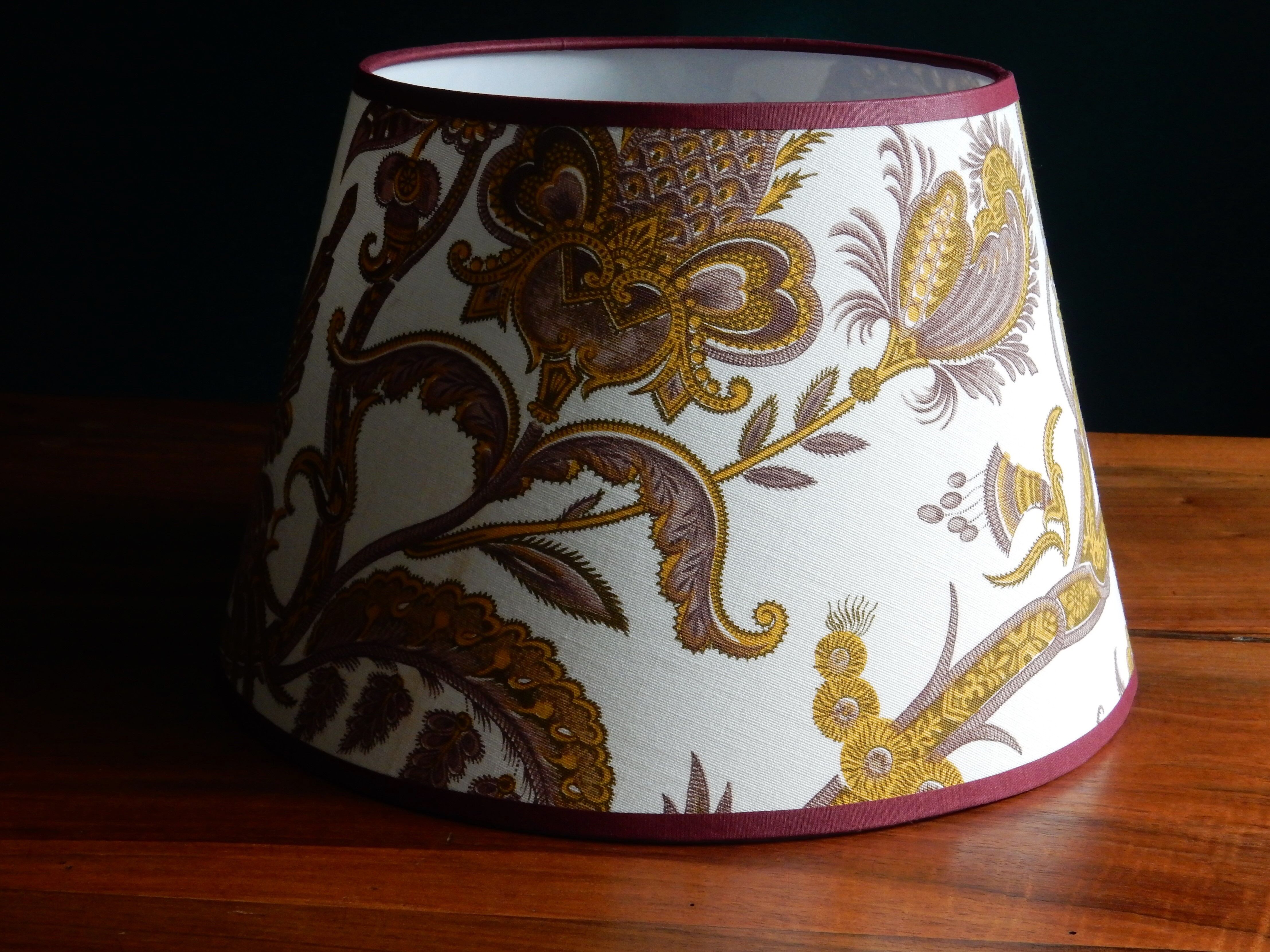 Conical lampshade vintage fabric Boussac Romanex