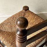 Vintage  chair in turned wood and straw, . 1950