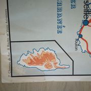 Rossignol school poster from the 50s map of France train railways planes