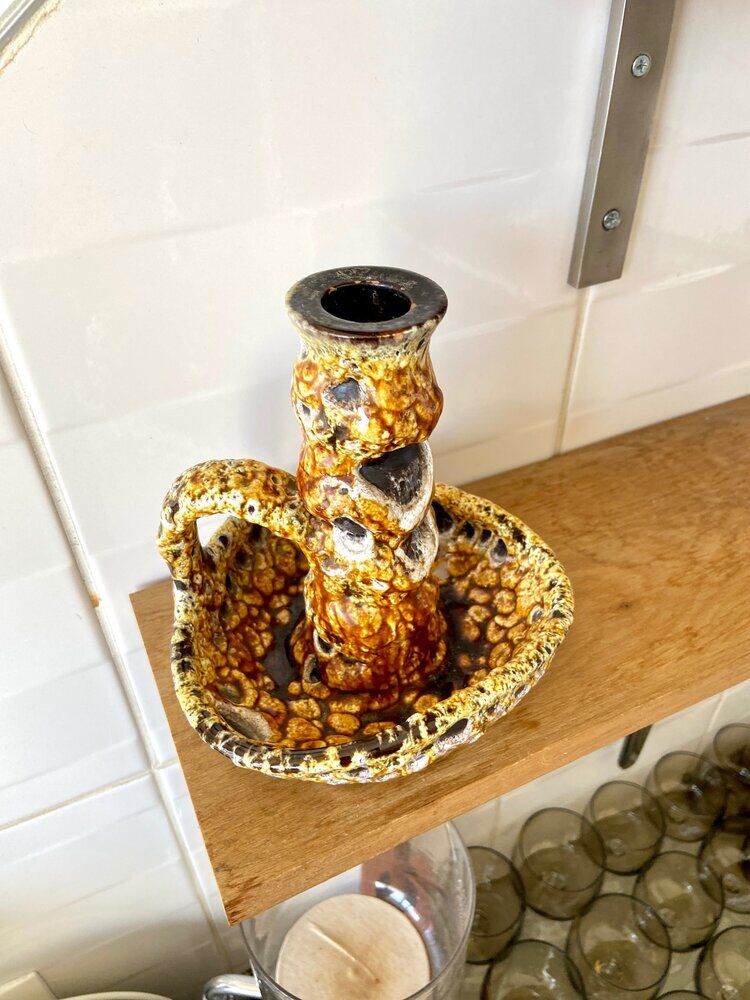 Enamelled ceramic candle holder