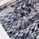 Moroccan Berber carpet Beni Ouarain chiné blue with engraved patterns 307x202cm
