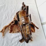 African mask from Mali from the N'Tomo tribe of Marka covered in chiseled brass