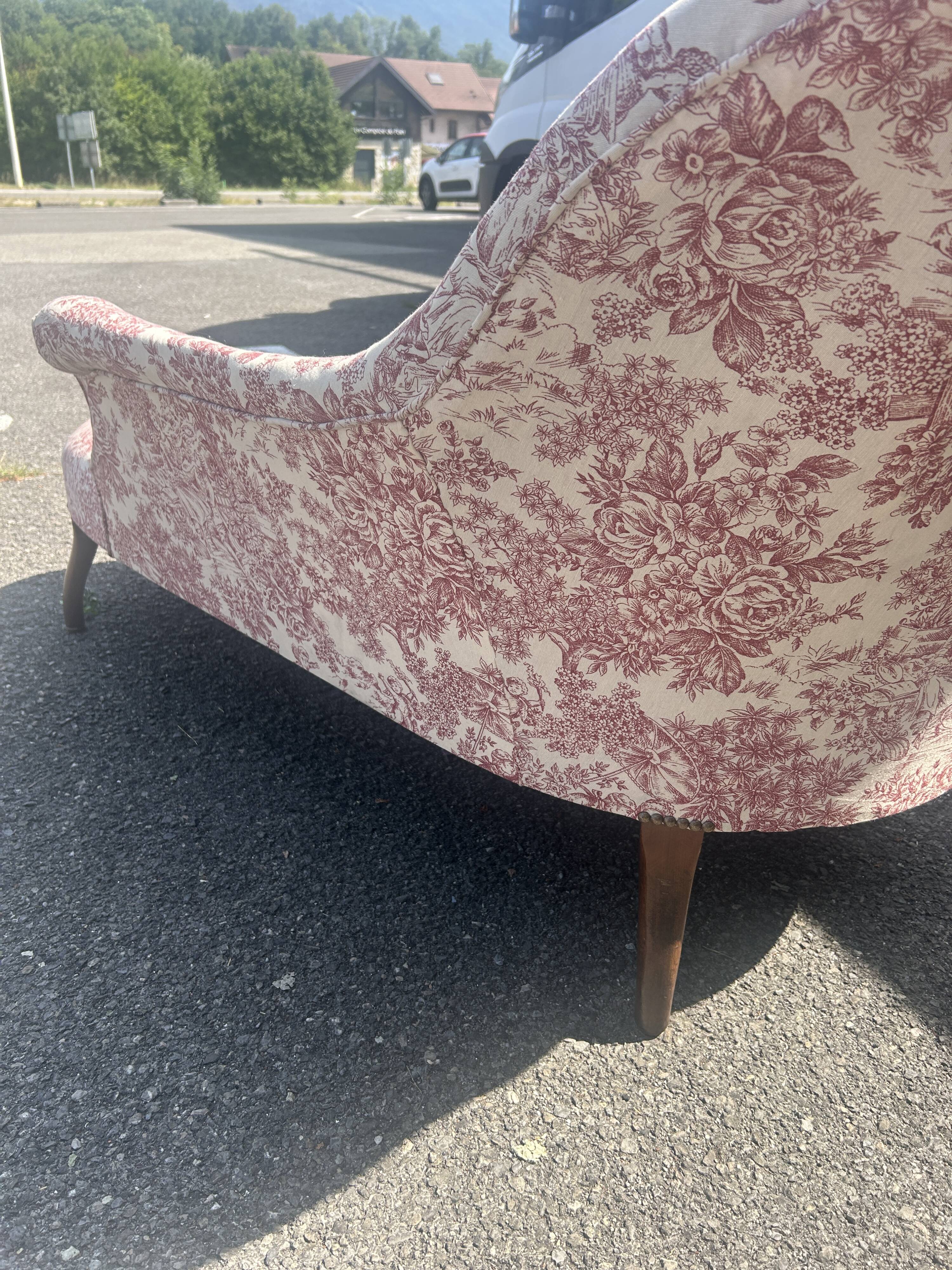 Méridienne ancienne de style Louis XV, restaurée
