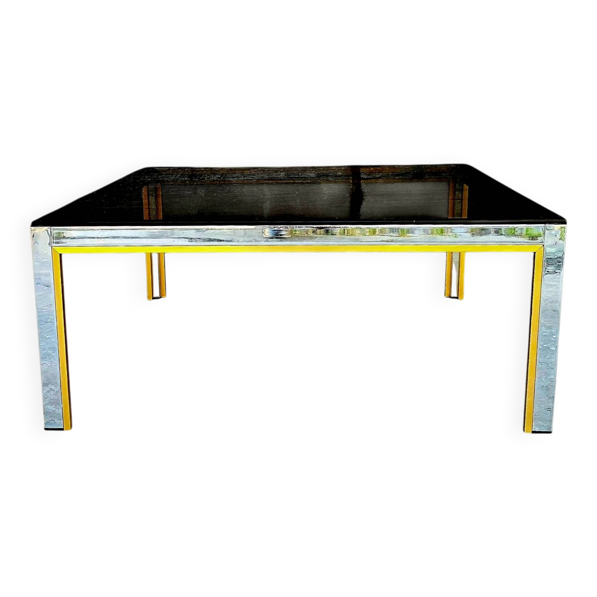 Renato Zevi Chrome and Gold Coffee Table, Italy, 1970s