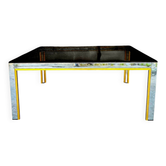 Table Basse Renato Zevi en Chrome et Doré, Italie, 1970s