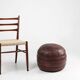 Pouf ottoman en cuir patchwork français vintage, années 1960