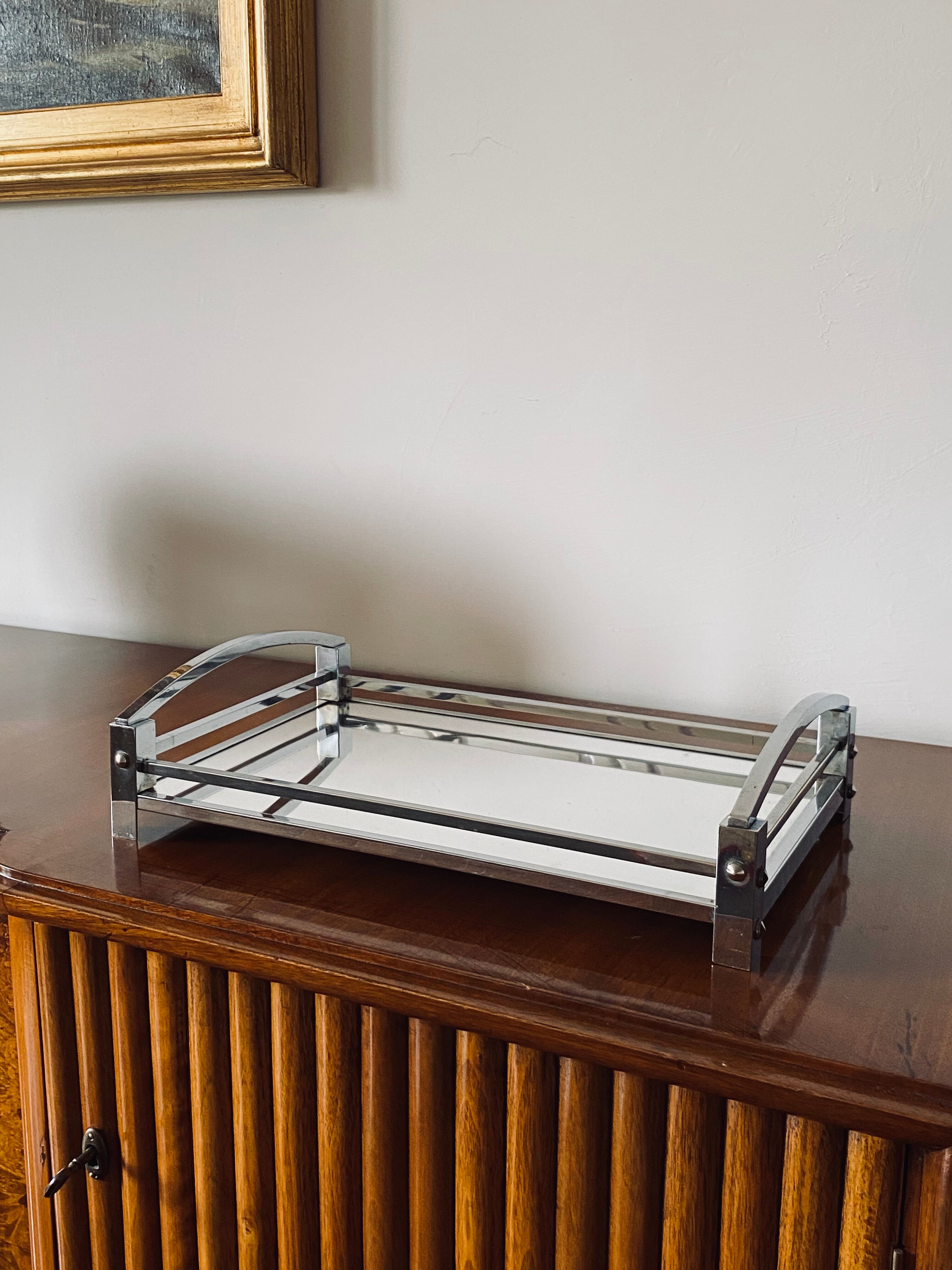 Modernist mirrored tray, France 1940 /1950