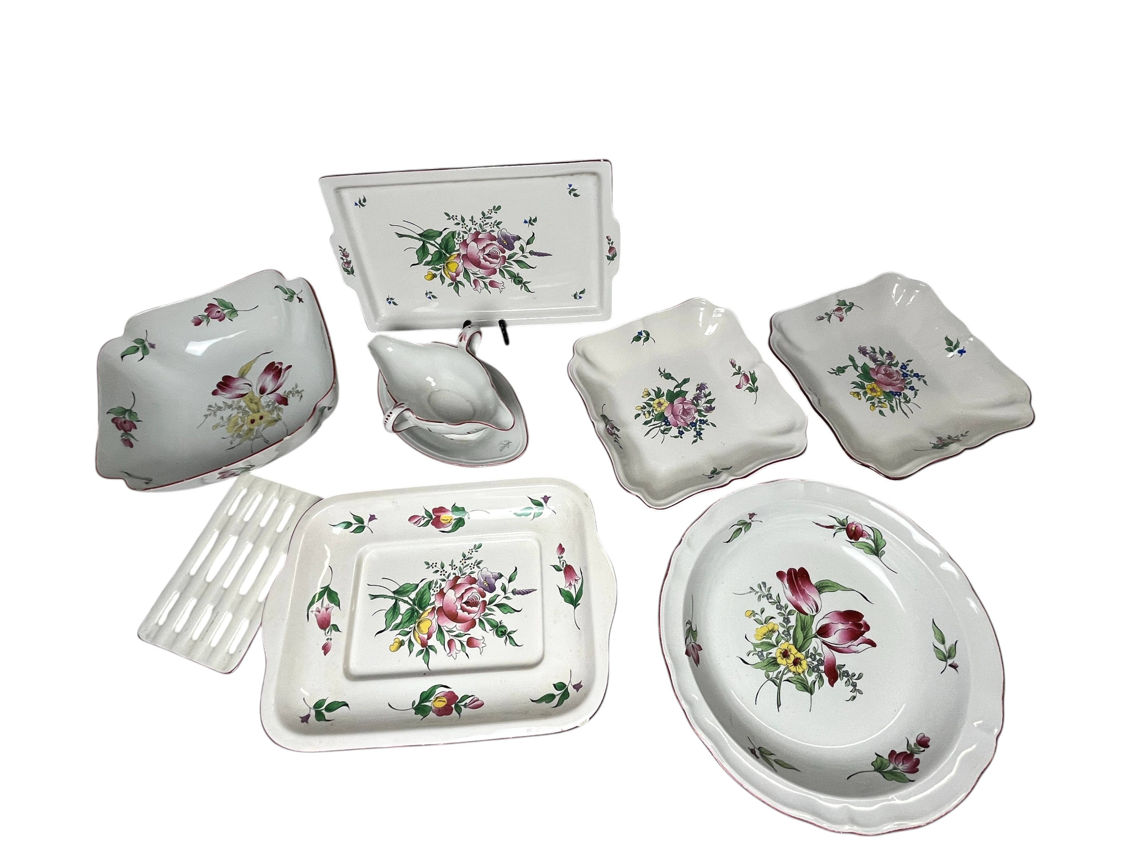42-piece Lunéville KG tableware set with floral decoration, 20th century