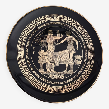 Black and gold Greek plate