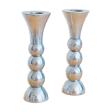 Pair of vintage cast aluminum candle holders