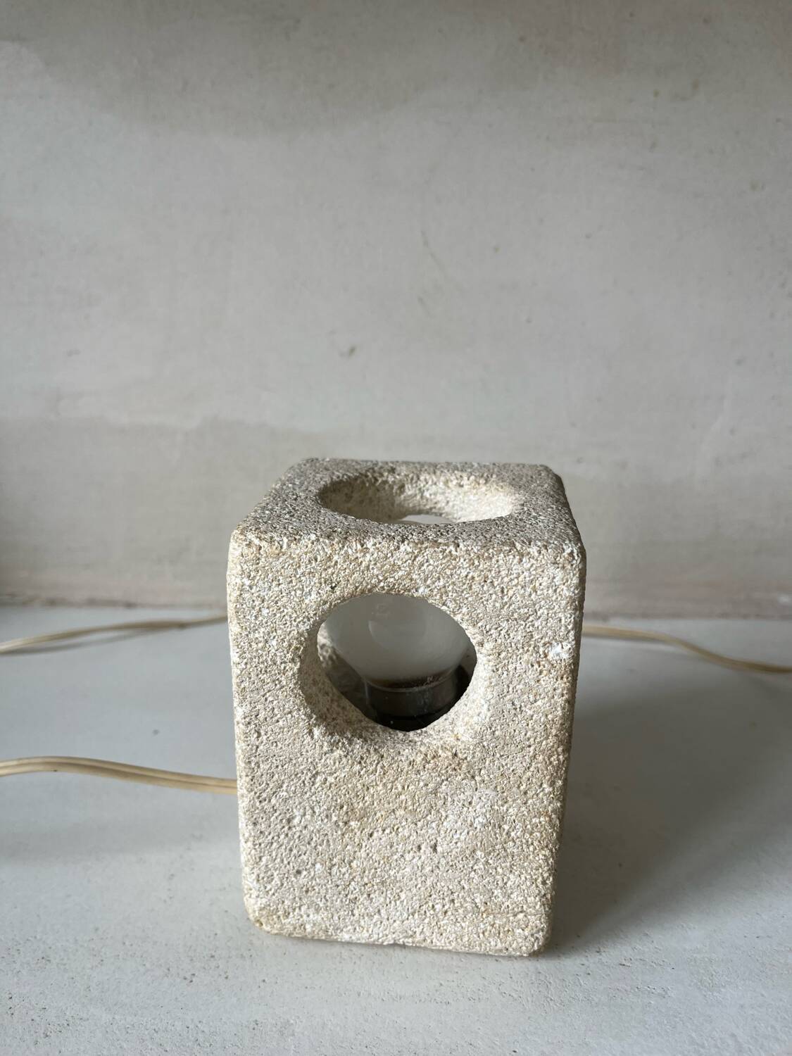 Brutalist stone sculpture lamp