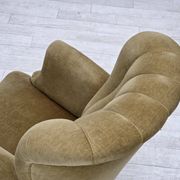 1960s, Danish armchair, green furniture velour, oak wood.