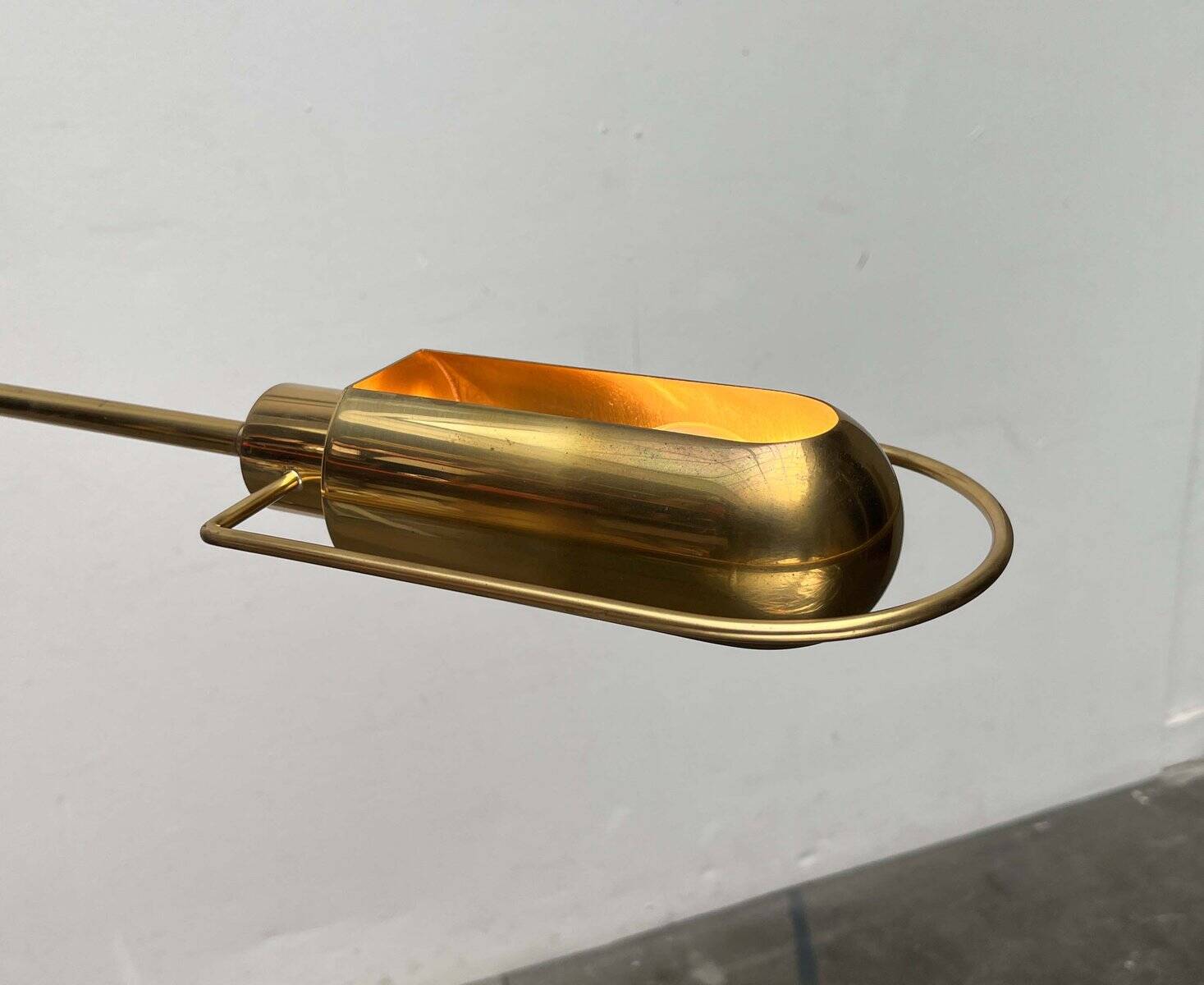 Vintage Hollywood Regency brass floor lamp by designer Florian Schulz, 1970s.