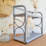 Etagère rotin ancienne grise