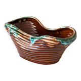 Old basket / tidy in enameled ceramic