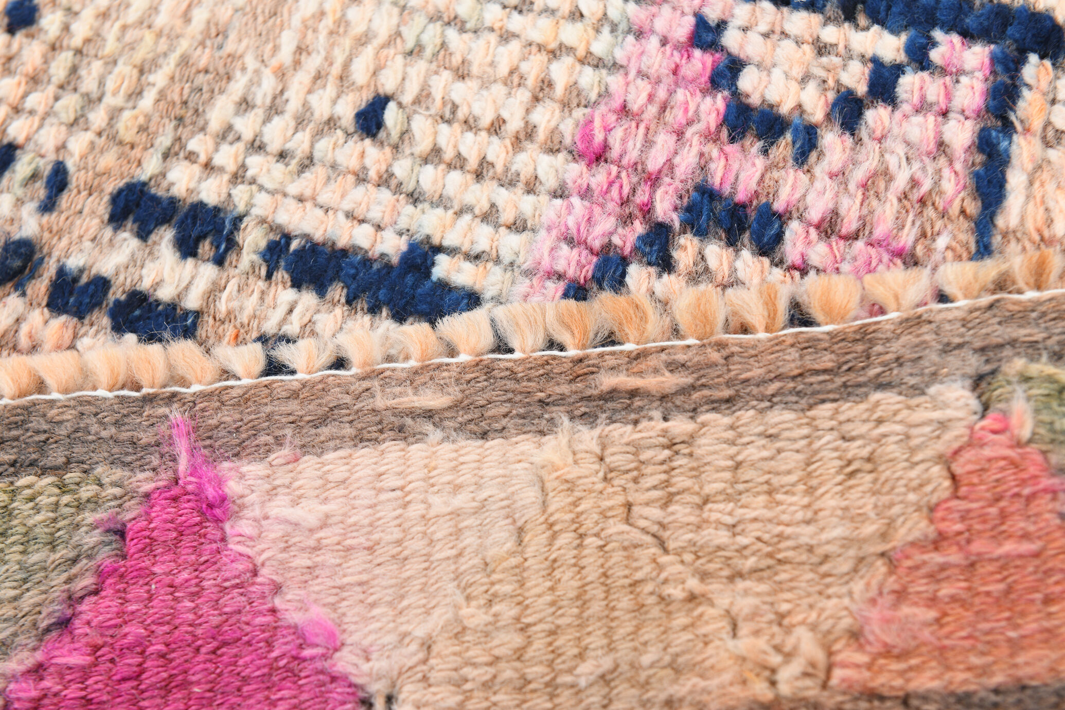 Pale orange & navy blue vintage runner rug 78x357cm