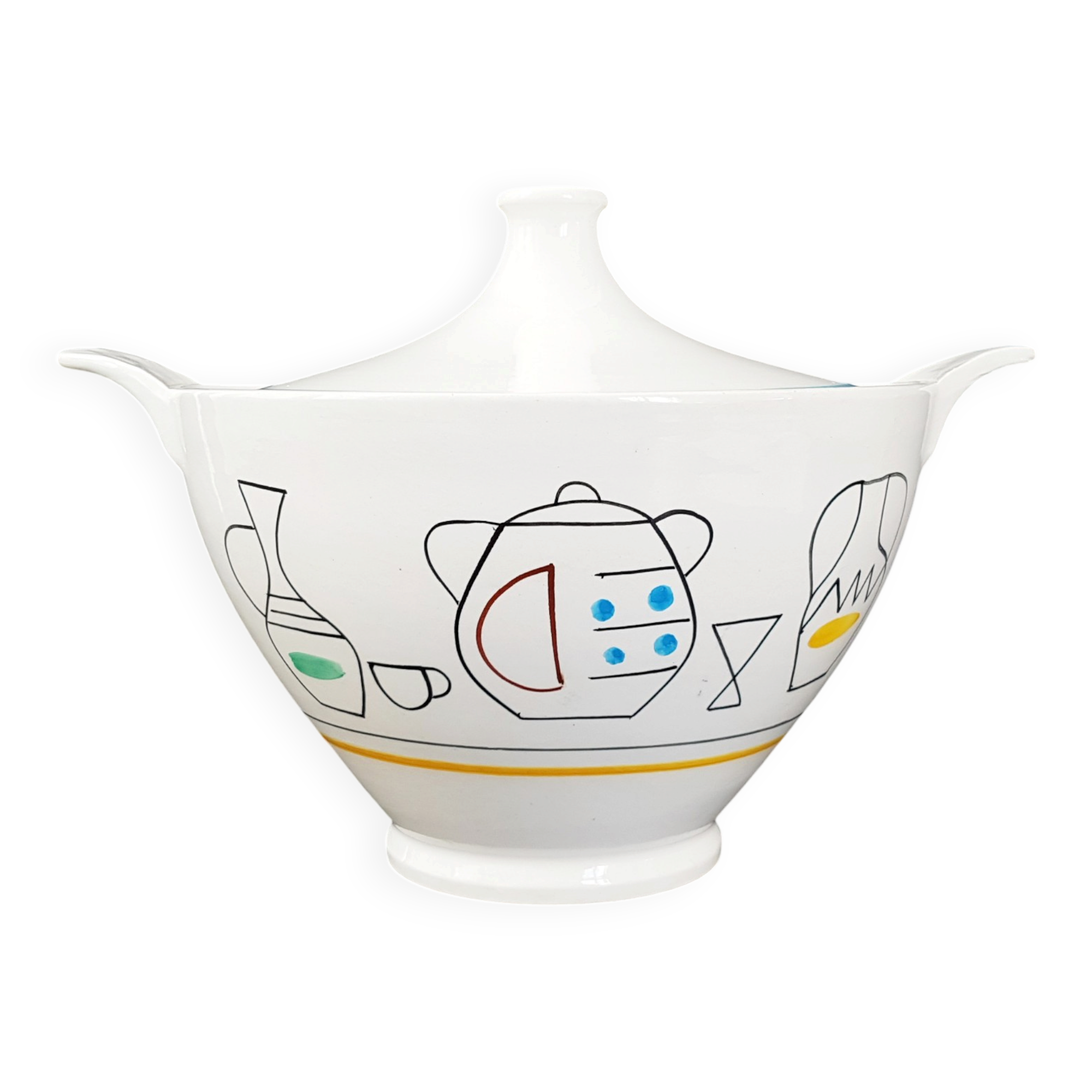 Digoin sarreguemines soup tureen 1960 vintage 60s earthenware porcelain 60s