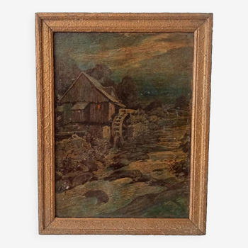 Old small format oil painting on board 19th century