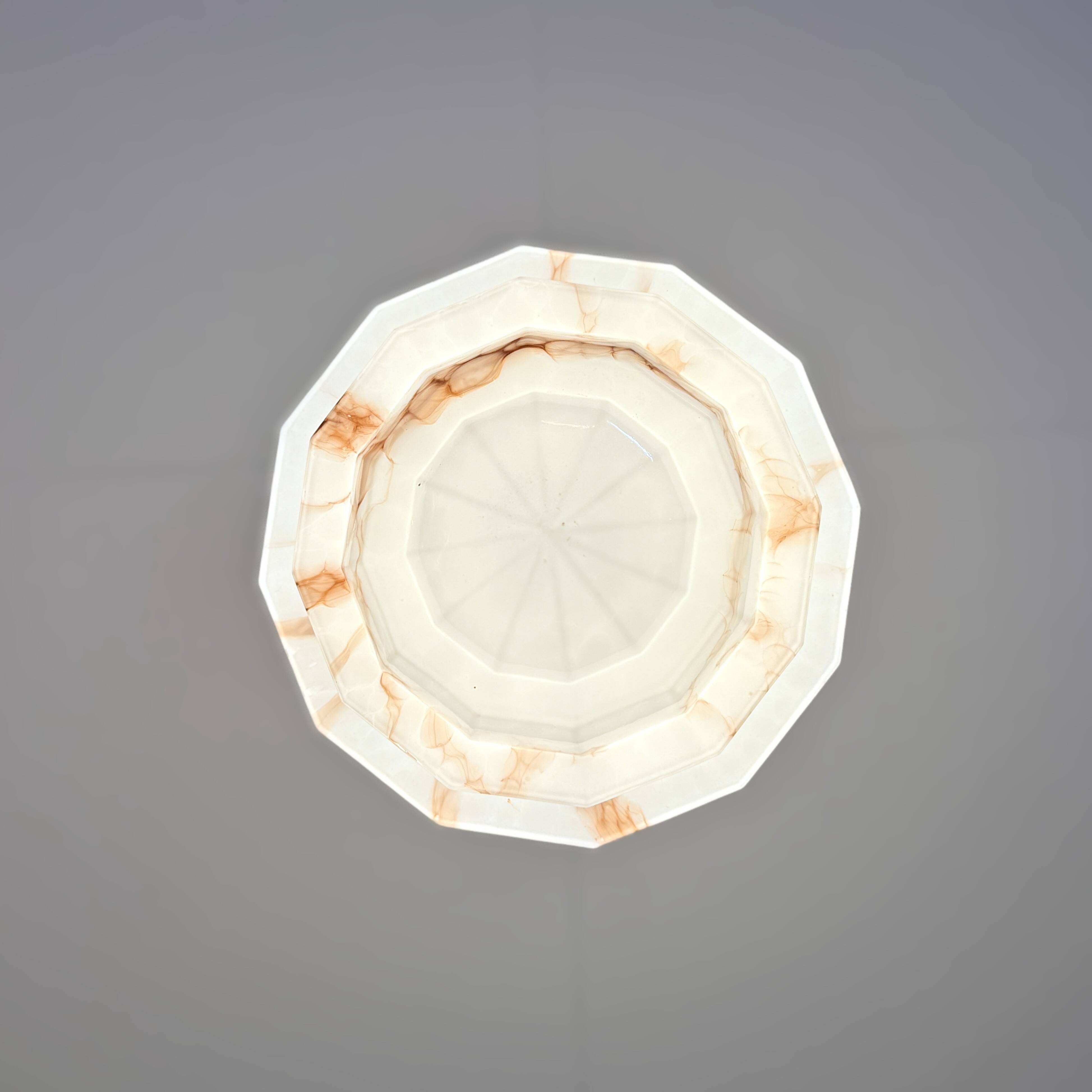 Art Deco pendant lamp with marbled glass shade