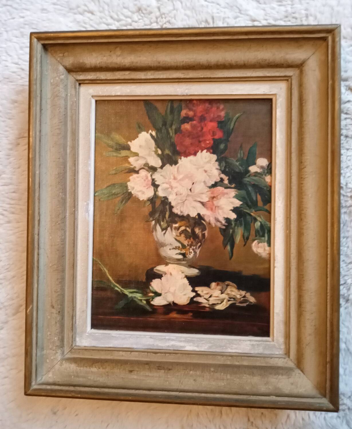 Tableau vase au pivoines