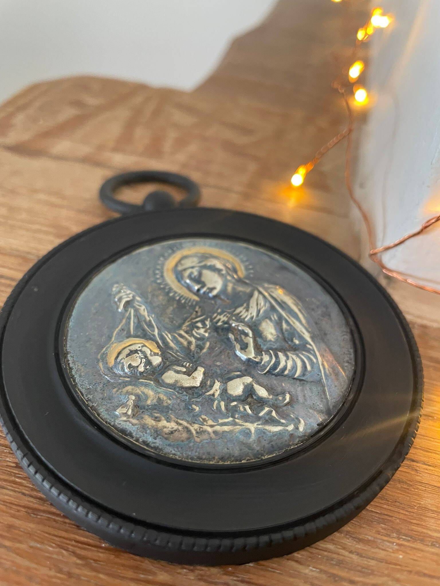 Medallion of the Virgin and Child signed Dropsy