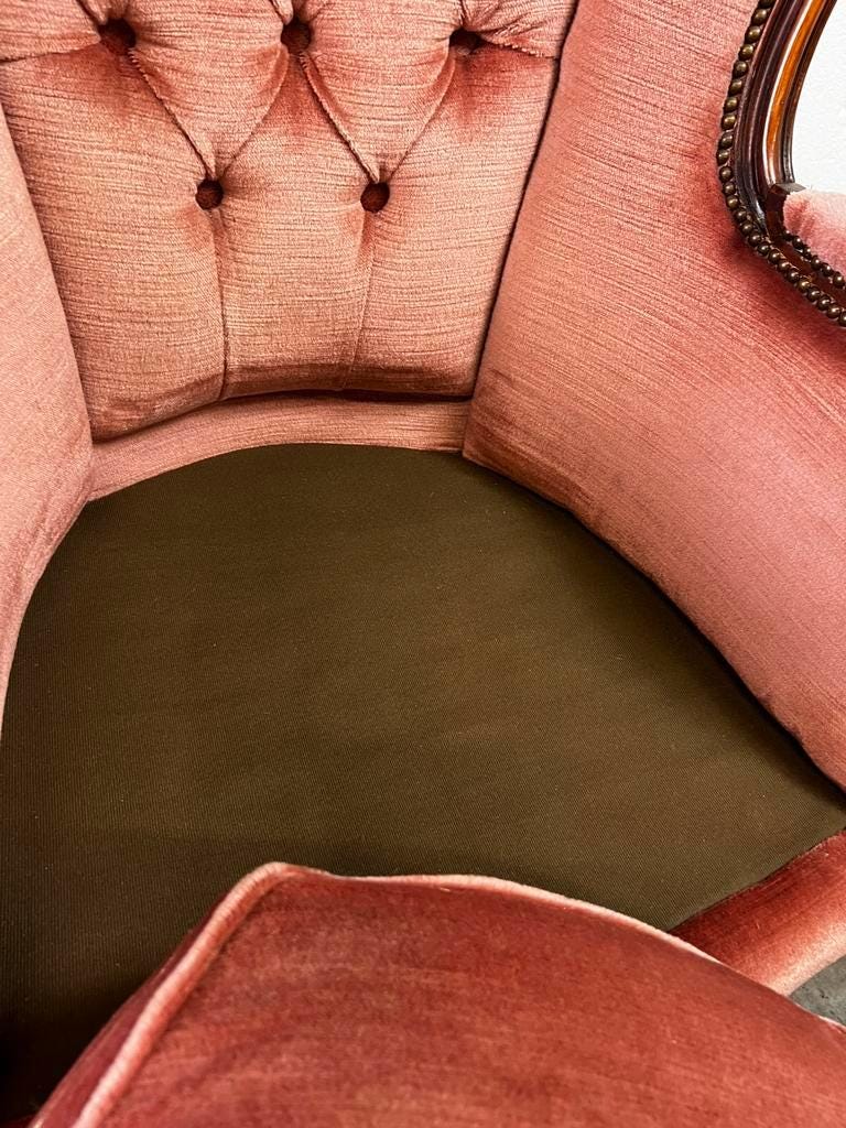 Vintage baroque armchair in old rose / single armchair