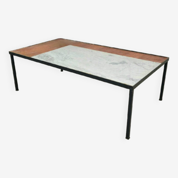 Vintage teak marble coffee table modernist design