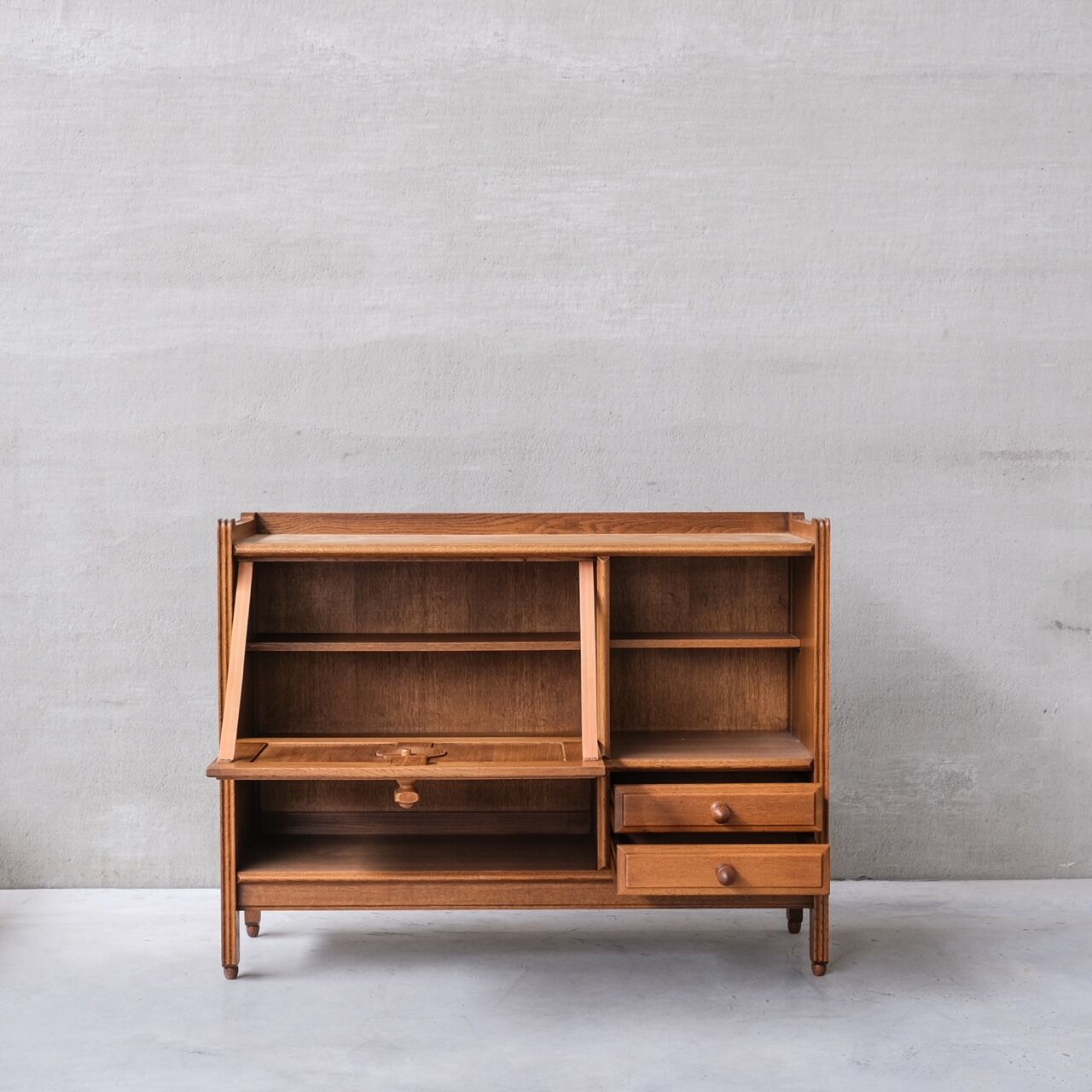 Guillerme et Chambron oak mid-century french cabinet sideboard