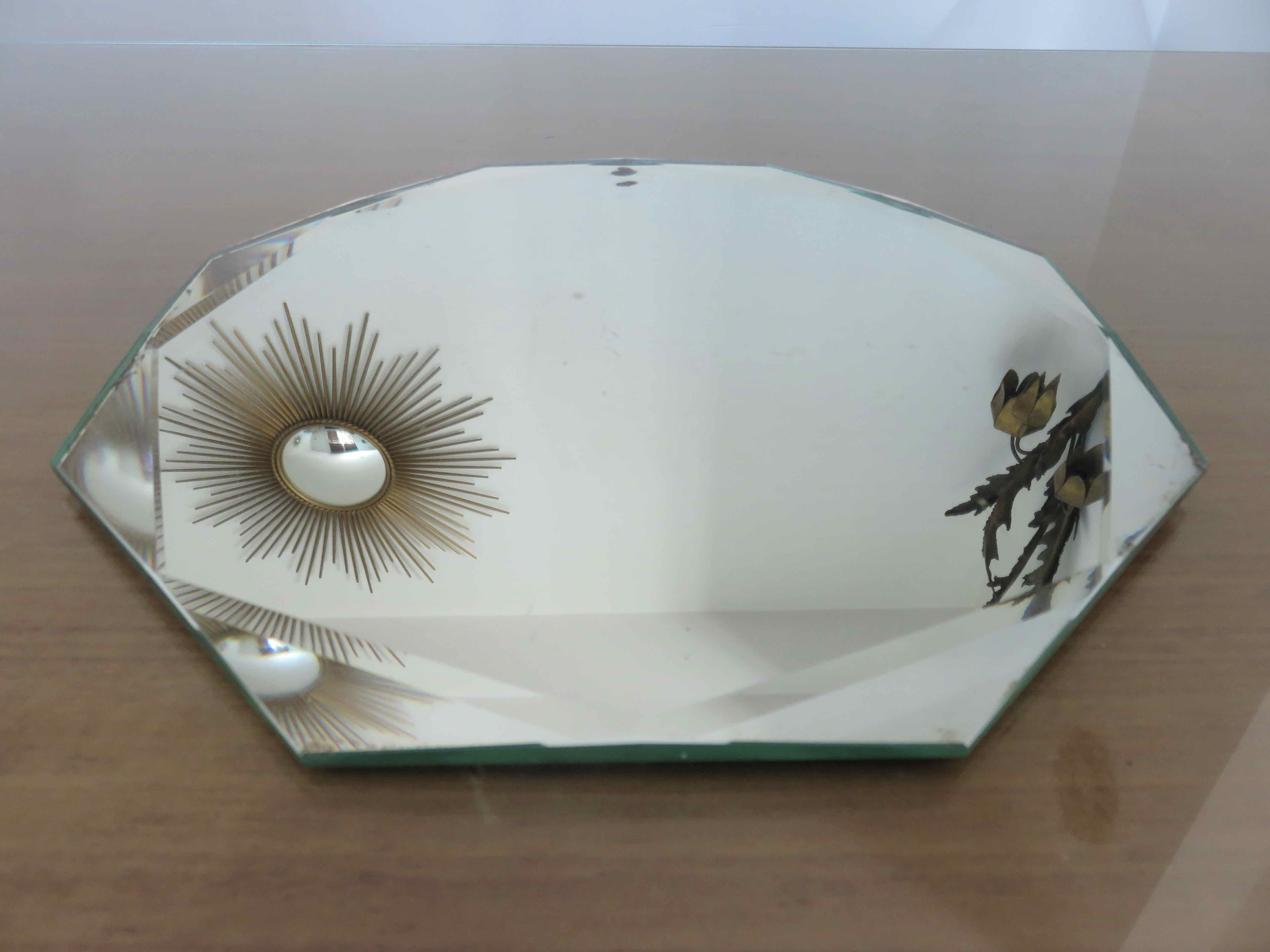 Beveled octagonal mirror 40s 50s 27 cm X 27 cm