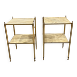 Pair of vintage marble and brass end tables 1970s