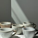 Set of 5 Indonesian ceramic handle coffee cups