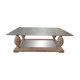 Table basse en verre biseauté , pieds ananas .