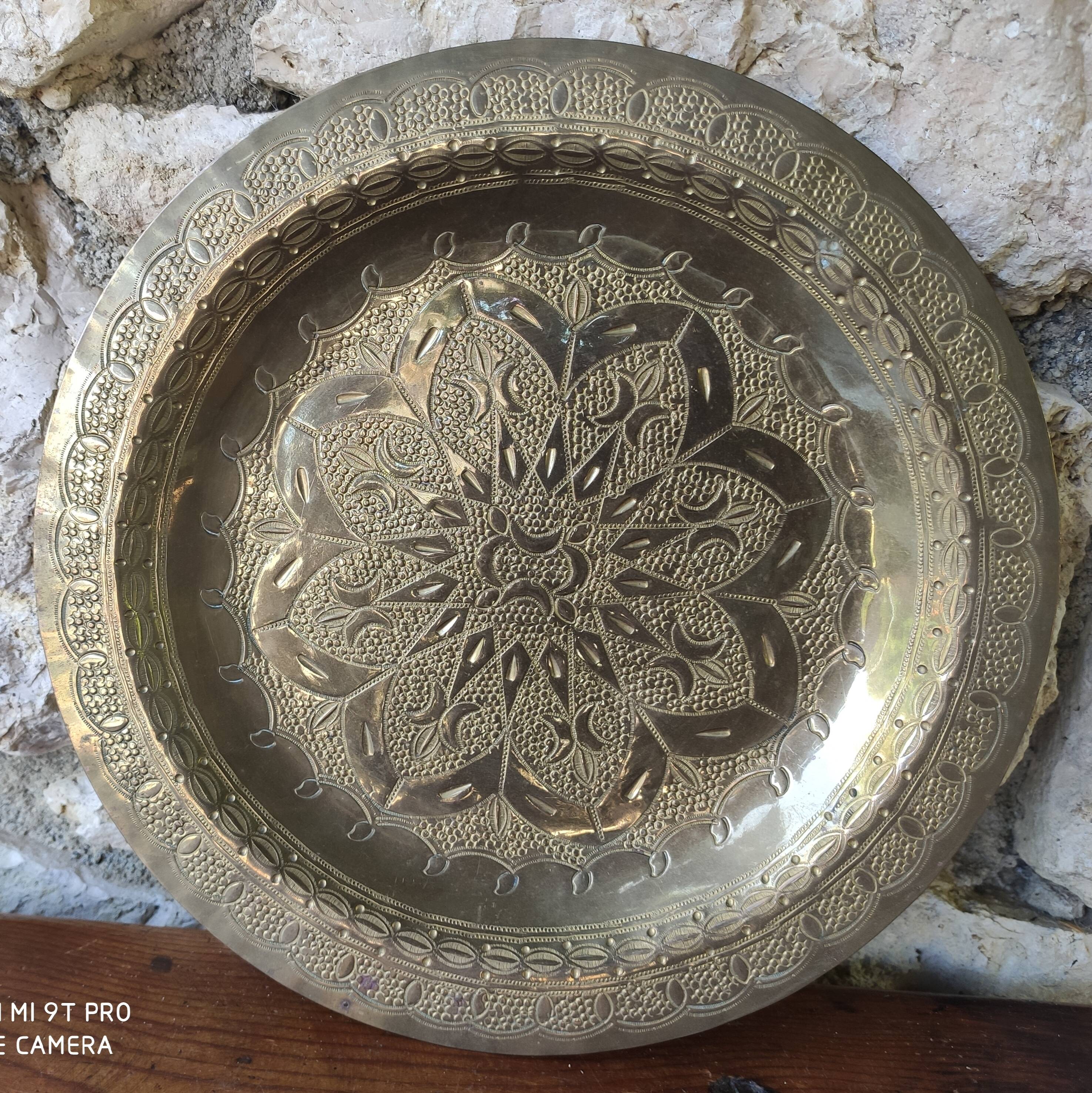 Old Moroccan brass tray