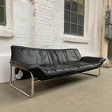 3-seater leather and chrome Sofa by Rodney Kinsman for OMK 1970
