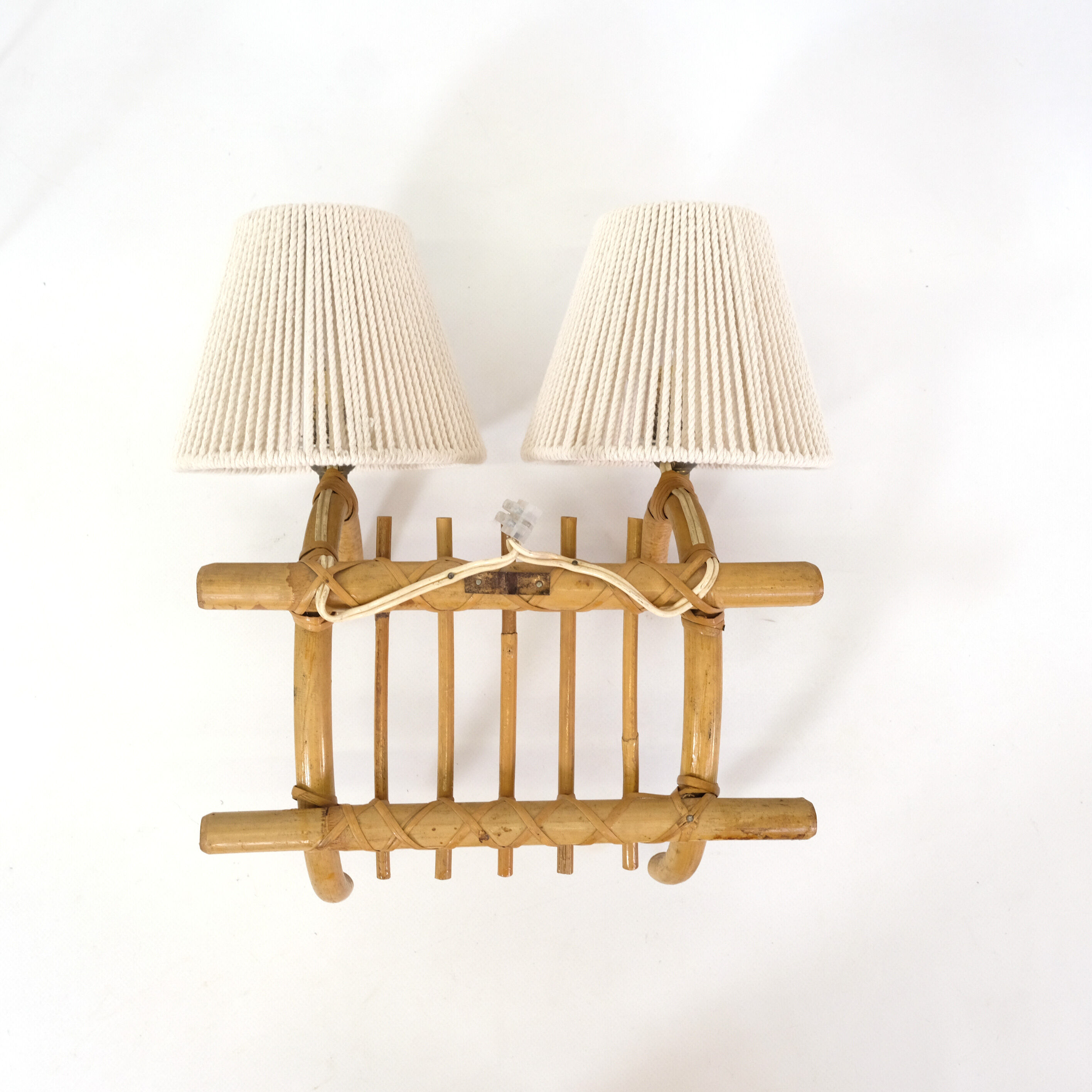 Sconce to 2 rattan fires, 1960/1970