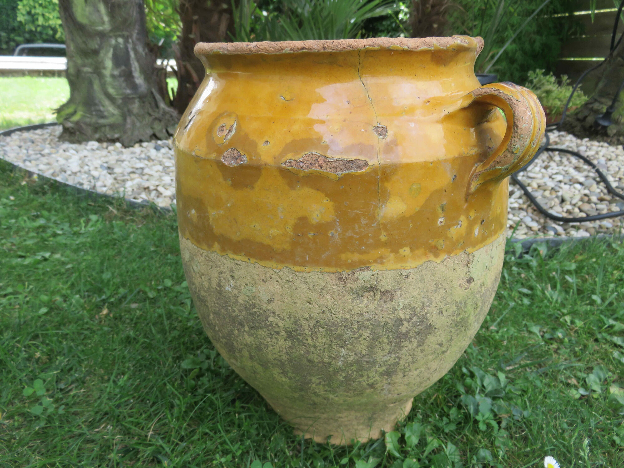 Old confit pot in yellow glazed terracotta nineteenth century