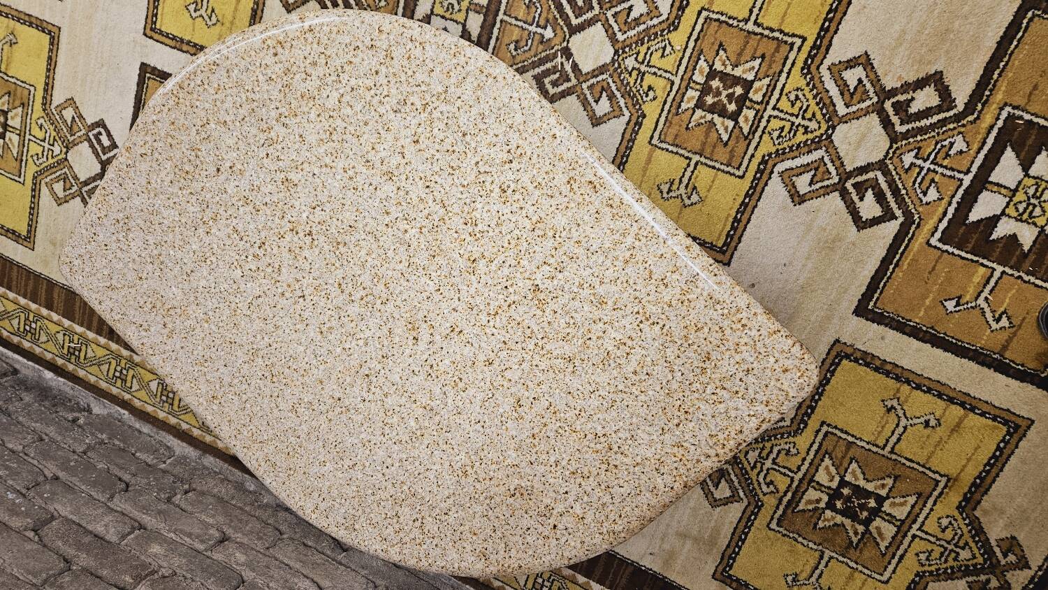 Eye-shaped marble coffee table