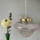 Vintage art deco globe pendant lights in white and gold frosted glass