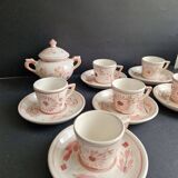Service à café HB Quimper rose et orange vintage