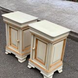 2 Louis Philippe bedside tables in solid beige wood.
