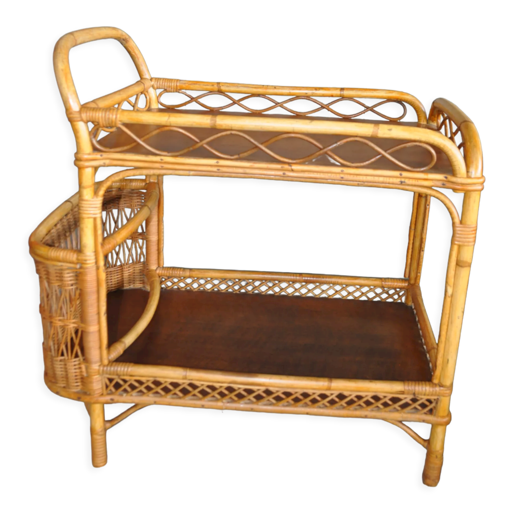 Rattan service trolley