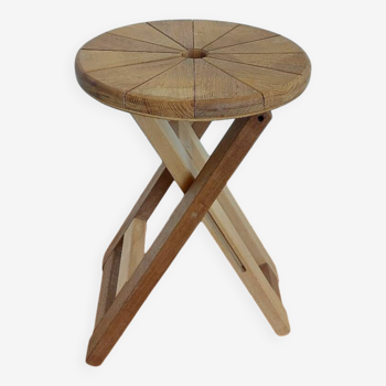 Raw wood folding stool