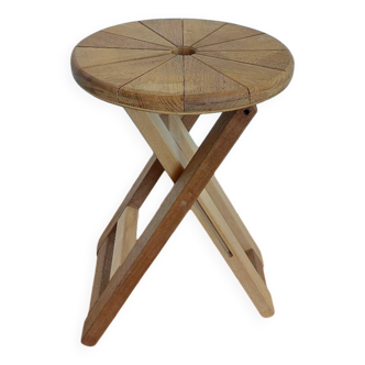 Tabouret pliant bois brut