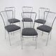 Set of Six Italian Chrome and Bouclé Dining Chairs, 1970s