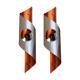Pair of orange brushed aluminum wall light