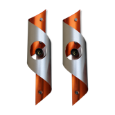 Pair of orange brushed aluminum wall light